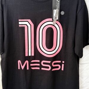 PacSun Black and Pink Messi Graphic Small T-Shirt NWT